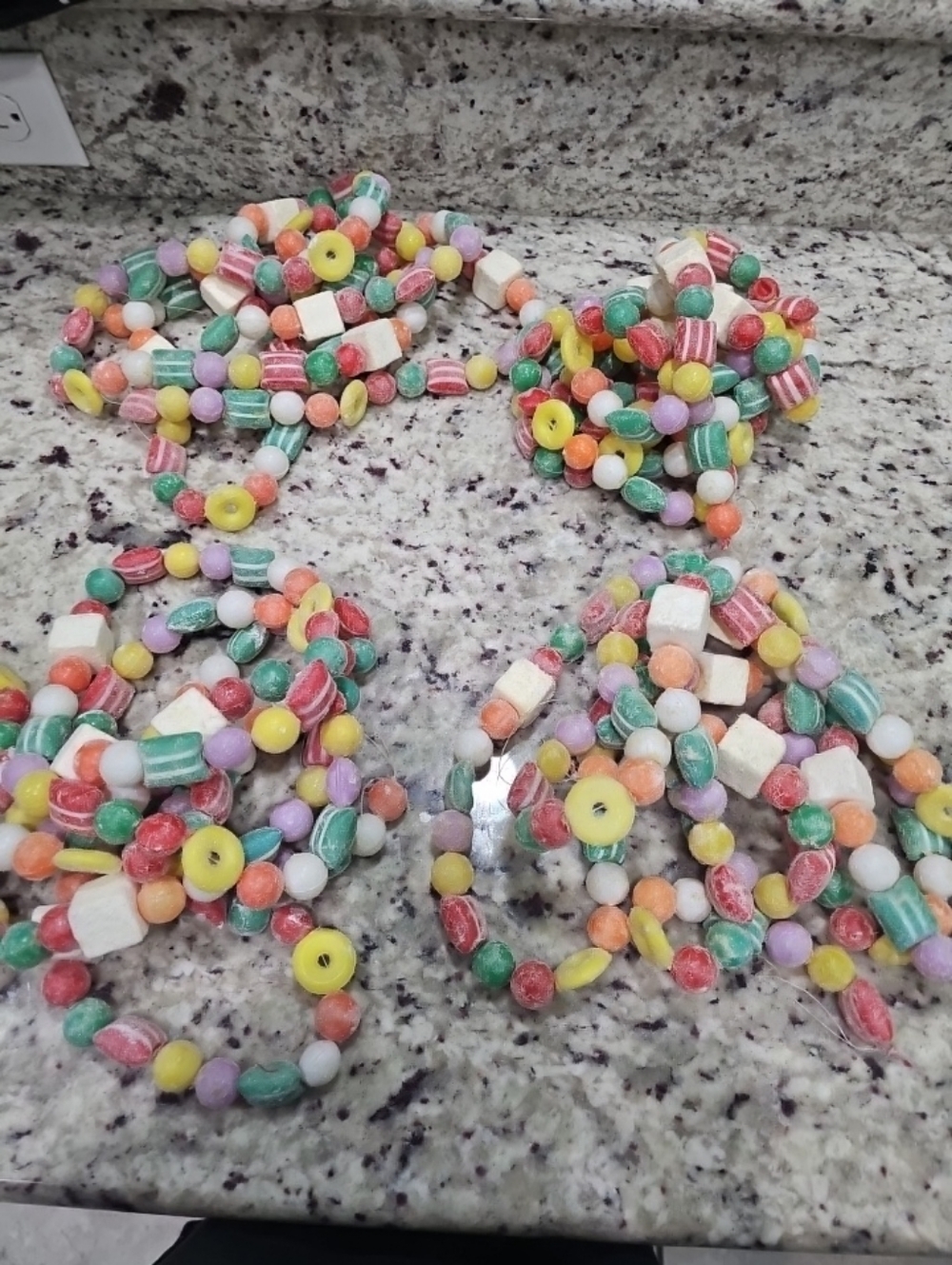 Christmas Garland Candy Blow Mold Sugared Vintage - 4 Strands - 36 Feet Total